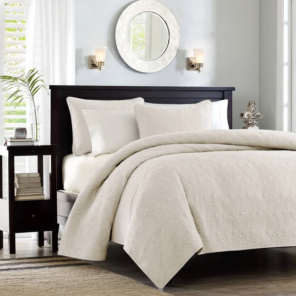 Madison Park Quebec Coverlet Mini Set, Ivory, Twin/XL