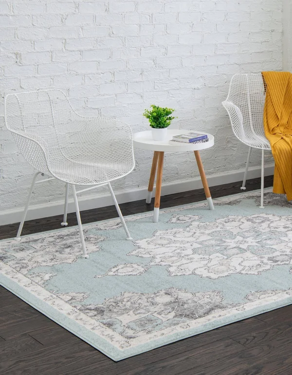 Unique Loom Parker Kokulu Area Rug - Aqua - 7& 10 x 10& 0