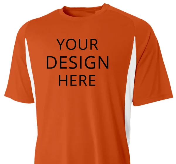 Custom Printed A4 Men's Adult Cooling Performance Color Blocked Crew, Size: L, Orange/White