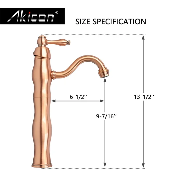 Copper Bathroom Vessel Sink Faucet, Single Handle One Hole Commercial Basin Mix
