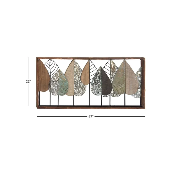 Decmode Rectangular Stylized Leaf Wall Decor