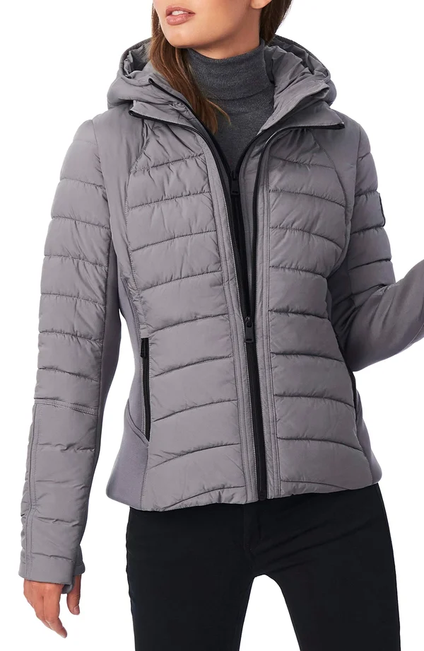 Women's Bernardo Hooded Quilted Water Repellent Jacket 5608821 - X-Large, Charcoal