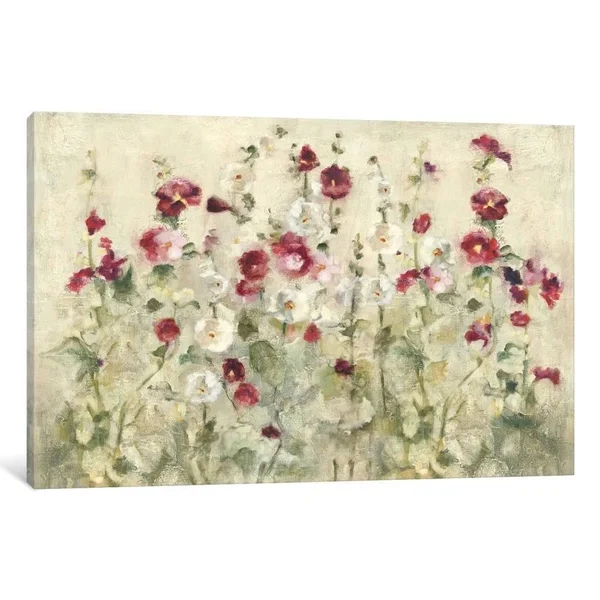 iCanvas Hollyhocks Row Cool by Cheri Blum Canvas Print