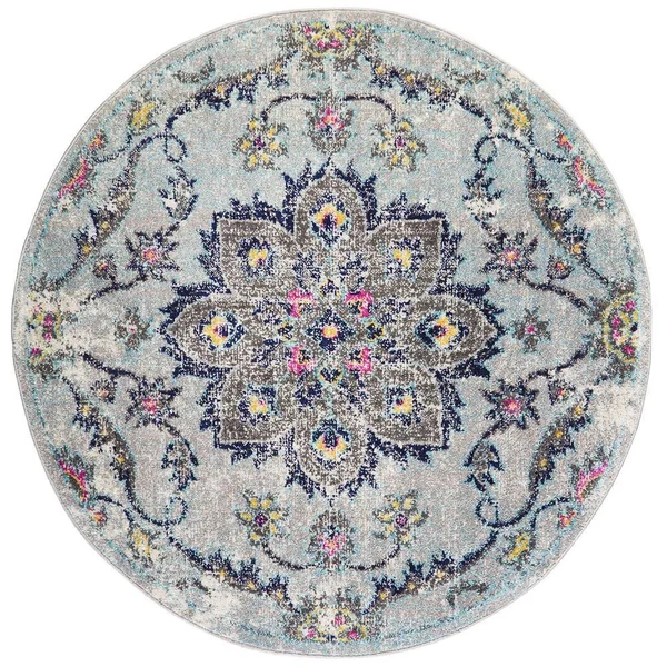 Home Dynamix Nova Astoria Medallion Area Rug, Gray, 5&2 inch Round