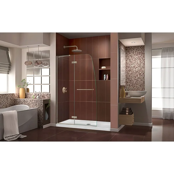 DreamLine SHDR-3445720-04 45 in. Aqua Ultra Frameless Hinged Shower Door - Brushed Nickel