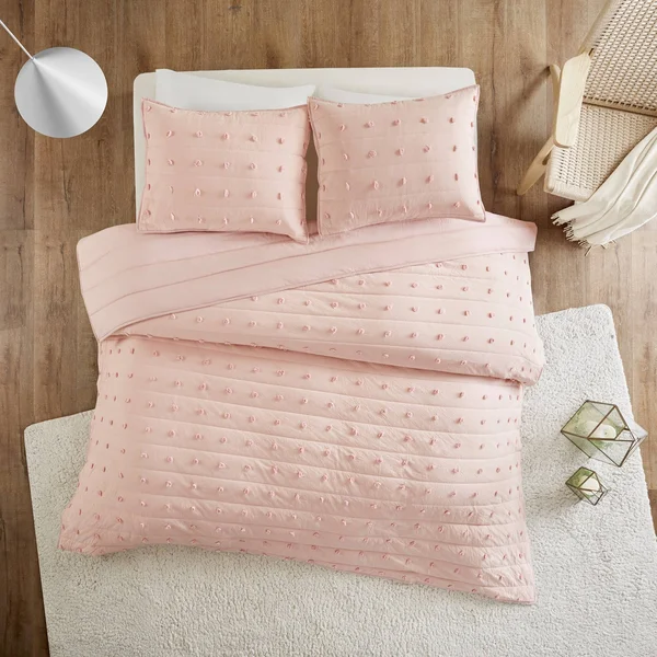 Urban Habitat Brooklyn Cotton Jacquard Coverlet Set Pink Full/Queen
