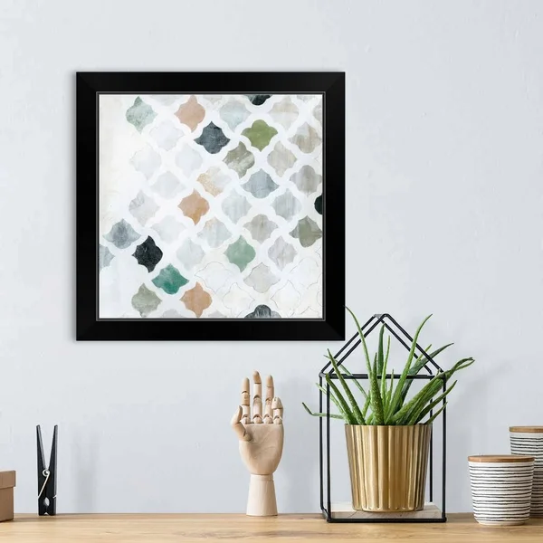 Turkish Tile I, Black Framed Wall Art, 16x16, Great Big Canvas