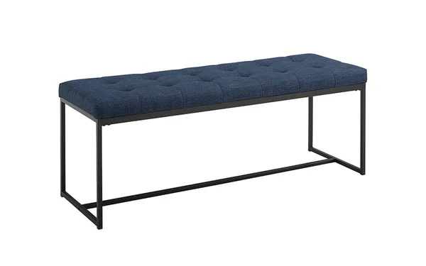Walker Edison 48x22 Upholstered Bench with Metal Base - Blue - Blue