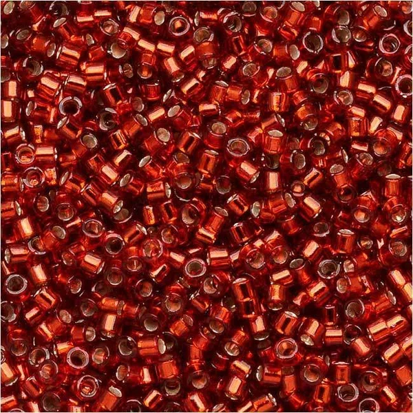 Miyuki Delica Seed Beads - 11/0 size, 100 Gram Bulk Bag, Silver Lined Burnt Orange DB603