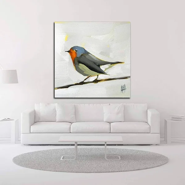 18x22 x 18x22 Robin on Wire by Angela Moulton Print on Canvas