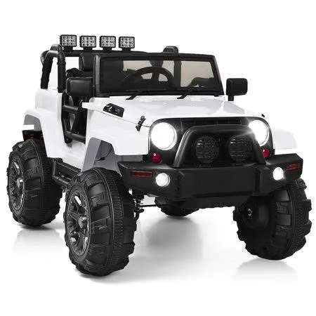 Gymax Costway Electric 12V Kids Ride-On Truck with 2.4 GHz Remote Control in White