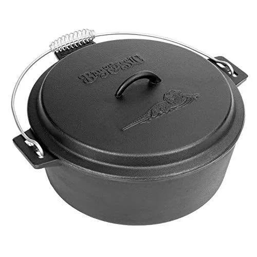 Bayou Classic 7410 Cast Iron Chicken Fryer with Dutch Oven LID. 10 Quart. Black