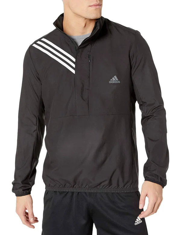 Adidas Men's Run It 3-Stripes Anorak Jacket - Black, M