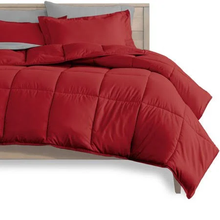 Bare Home 7-Piece Bed-in-a-Bag - Full (comforter Set: Red - Sheet Set: Light Grey)