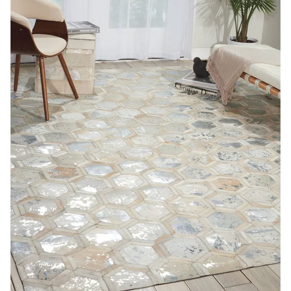 Nourison Michael Amini City Chic MA100 5&3x22 x 7&5x22 Turquoise Area Rug