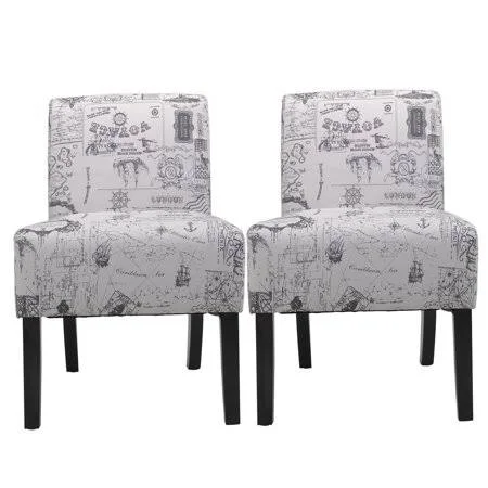 Jaxpety Pack of 2 Large Size Single Leisure Sofa Accent Chair Armless with Solid Wood Legs Home Living Room - Gray