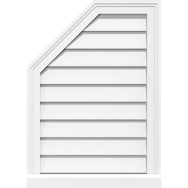 Ekena Millwork GVPOL30X3403SF 30x22W x 34x22H Octagonal Surface Mount PVC Gable Vent: Functional, w/ 2x22W x 2x22P Brickmould Si