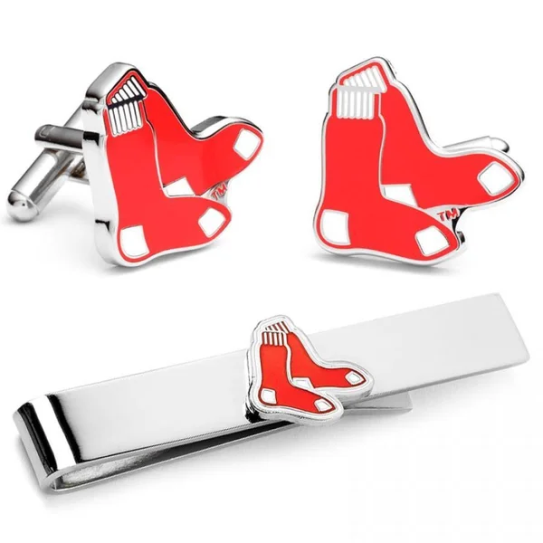 MLB Boston Red Sox Cufflinks & Tie Bar Gift Set with Gift Box - Men's
