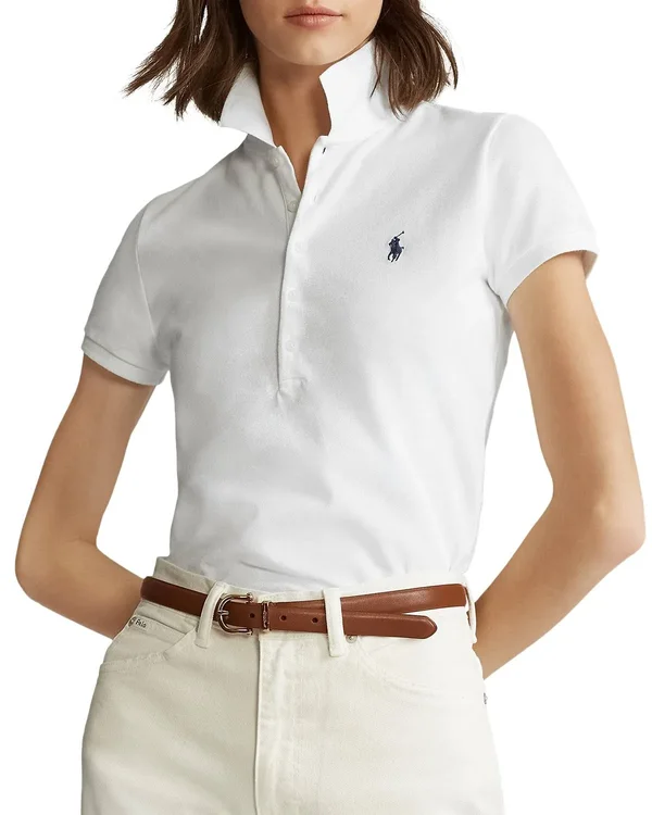 Polo Ralph Lauren Women's Skinny Stretch Polo Shirt - White - Size L