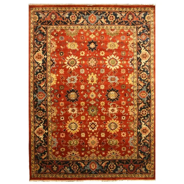 Hand-Knotted Wool Rust Traditional Oriental Super Mahal Rug, Size: 4& x 6&