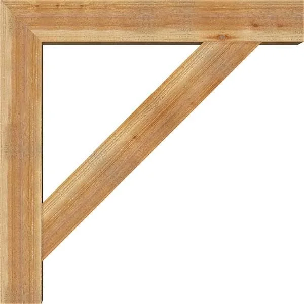 Ekena Millwork 1464803 8x22W x 44x22D x 44x22H Traditional Block Rough Sawn Bracket w/ Offset Brace, Western Red Cedar