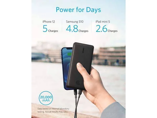 Anker Powercore Essential 20000 PD Portable Charger - 20000mAh USB-C Power Bank with 20W Power Delivery, Compatible with iPhone 1