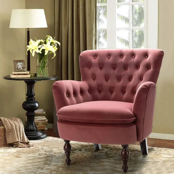 Jayden Creation Isabella Rosewood Tufted Accent Chair