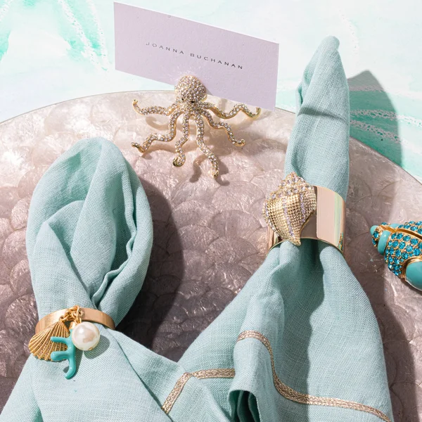 Joanna Buchanan Sparkle Shell Napkin Rings, Set of 2 - Gold
