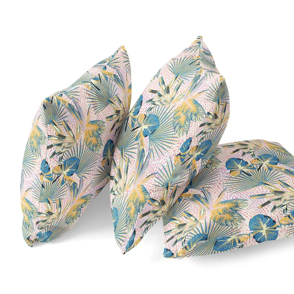 Amrita Sen Plant Illusion 18x22x18x22 Suede Pillow in Blue Gray