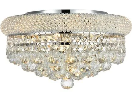 Elegant Lighting V1800F16C/EC Primo 8 Light Chrome Flush Mount Clear Elegant Cut Crystal