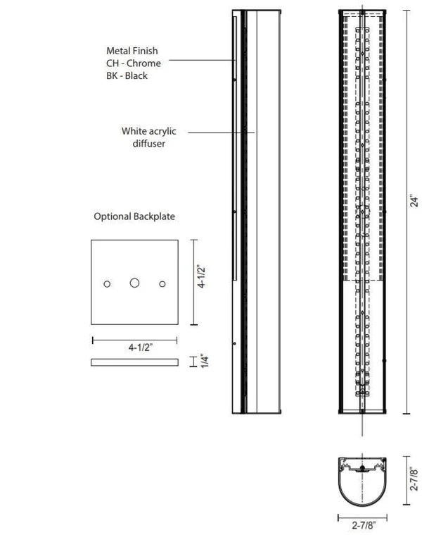 Kuzco Lighting - VL61224-CH - Bathroom Fixtures - Longitude - Chrome