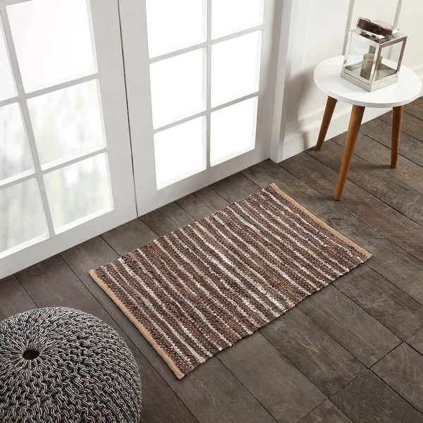 Miranda Haus Hand-Woven Enisle Leather and Cotton Area Rug - 5& x 8& - Dusty Grey