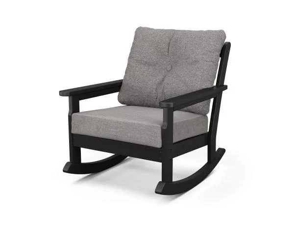 POLYWOOD Vineyard Deep Seating Rocking Chair - White Marine Indigo