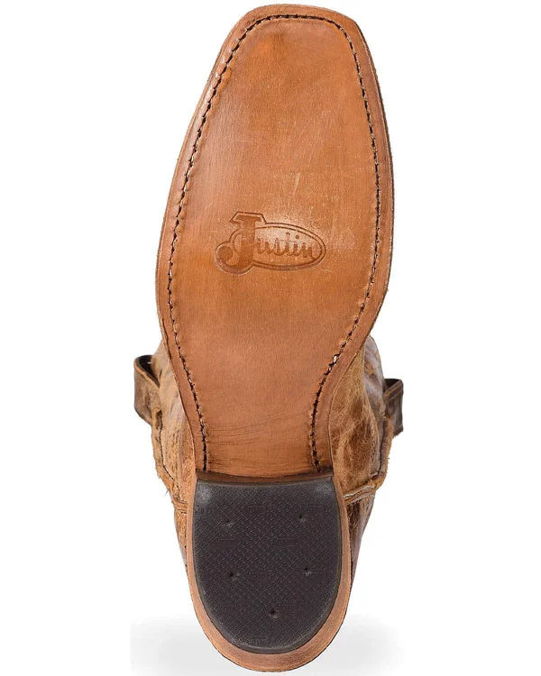 Justin Men's Cracked Bent Rail Tan Road Western Boots