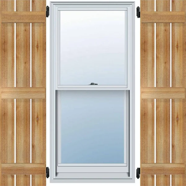 Ekena Millwork RBS06S11X056RWR 11 1/4x22W x 56x22H TimberCraft Two 5 3/8x22 Boards Spaced Board-n-Batten Shutters, Rough Sawn We
