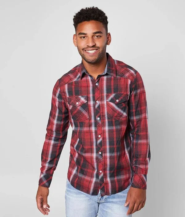 Bke Plaid Standard Shirt - Red XX-Large, Men's