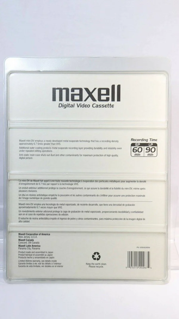 New Sealed Maxell Digital Video Cassette 8 Pack Mini DV 60min