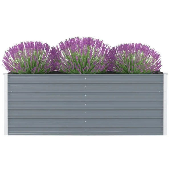 vidaXL Raised Garden Bed 63x22x31.5x22x17.7x22 Galvanized Steel Gray