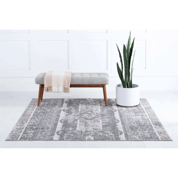 Porch & den Regatta Distressed Geometric Stripe Area Rug - 8& x 8& Square - Blue