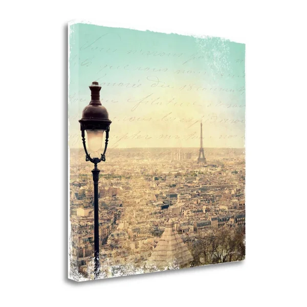 Tangletown Fine Art Eiffel Landscape Letter Blue I by Sue Schlabach Graphic Art on Wrapped Canvas