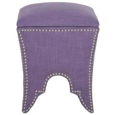 Square Storage Ottoman House of Hampton Upholstery Color: Lavender, Nailhead Detail: Silver