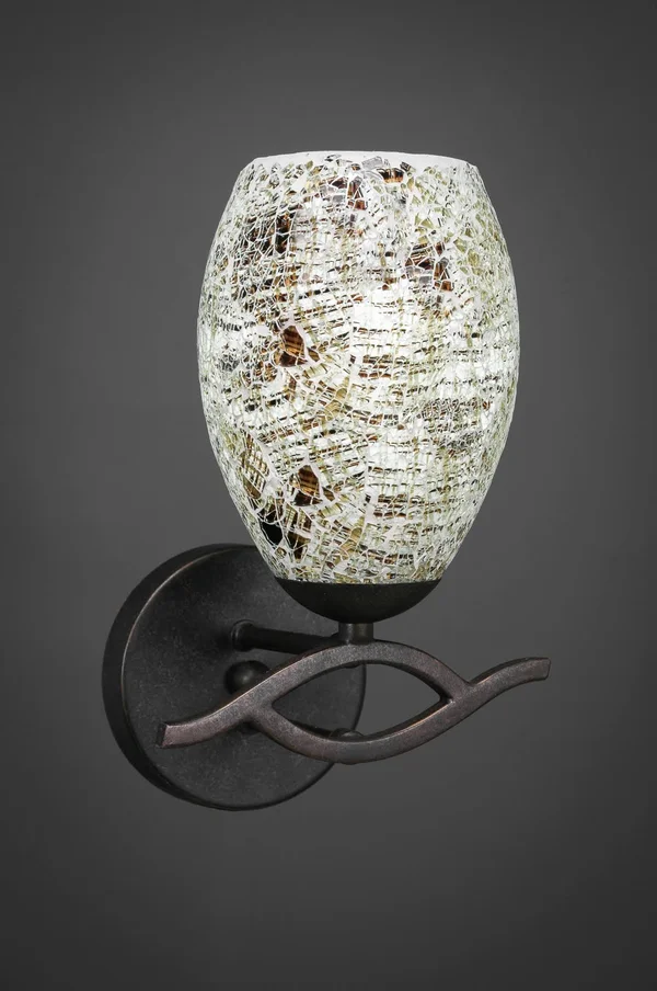 Toltec 141-DG-5054 Revo Wall Sconce in Dark Granite Finish - Natural Fusion Glass
