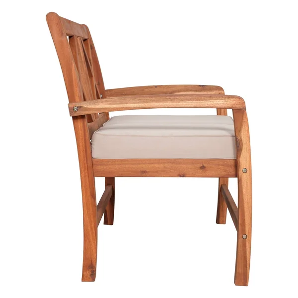 Acacia Wood X-Back Love Seat with Cushions Brown - Saracina Home