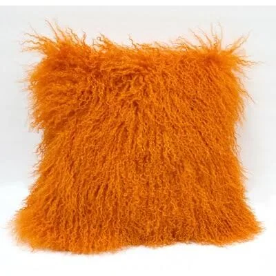 Tibet Lamb Sheepskin Square Wool Pillow Cover & Insert Dakota Fields Color: Rustic Orange
