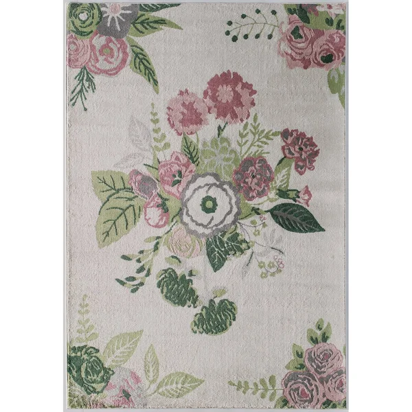 Porch & den Calabash Rose Garden Area Rug - 8&x10& - Rose Garden Cream