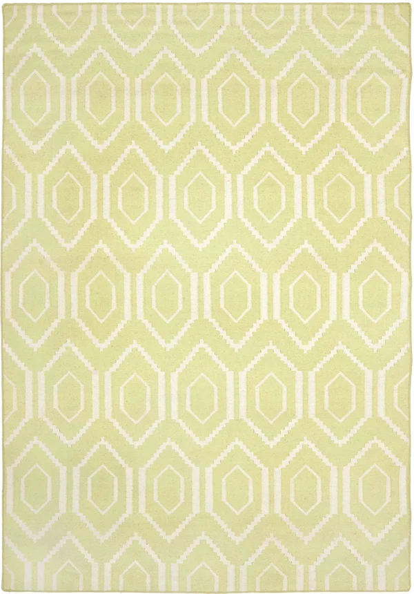 Safavieh DHU556A Dhurries Area Rug, Green, Ivory: 6-ft x 9-ft