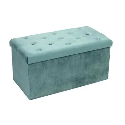 Hopewell 16 Wide Ottoman with Storage Mercer41 Fabric: Blue Velvet