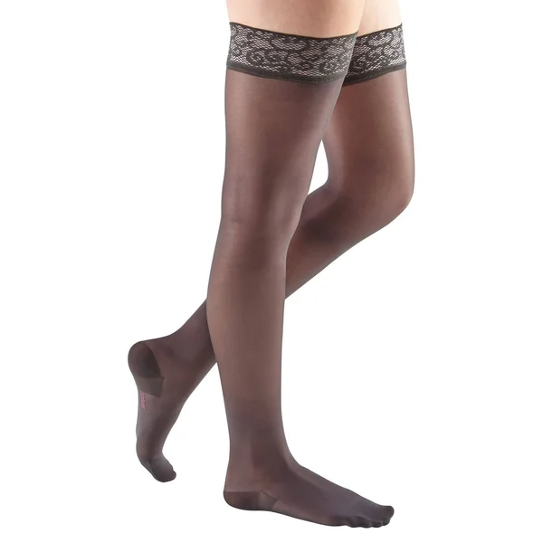 Mediven Sheer & Soft - 20-30 mmHg, Thigh High w/ Lace Top-Band, Closed Toe Toffee, IV