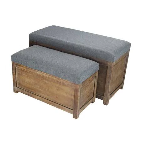 Gracie Oaks Woodrum 2 Piece Wooden Storage Bench Set, Brown