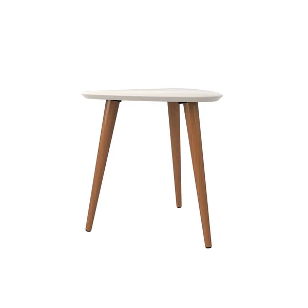 Manhattan Comfort Utopia 19.68x22 High Triangle End Table with Splayed Wooden Legs in Off White